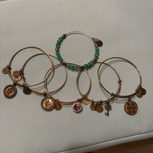 Alex and Ani Silver and Gold Charm Bracelet Collection - set of 7